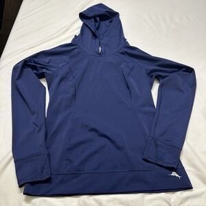 Tommy Bahama Island Active Hooded Rashguard Womens Blue L Performance Pullover